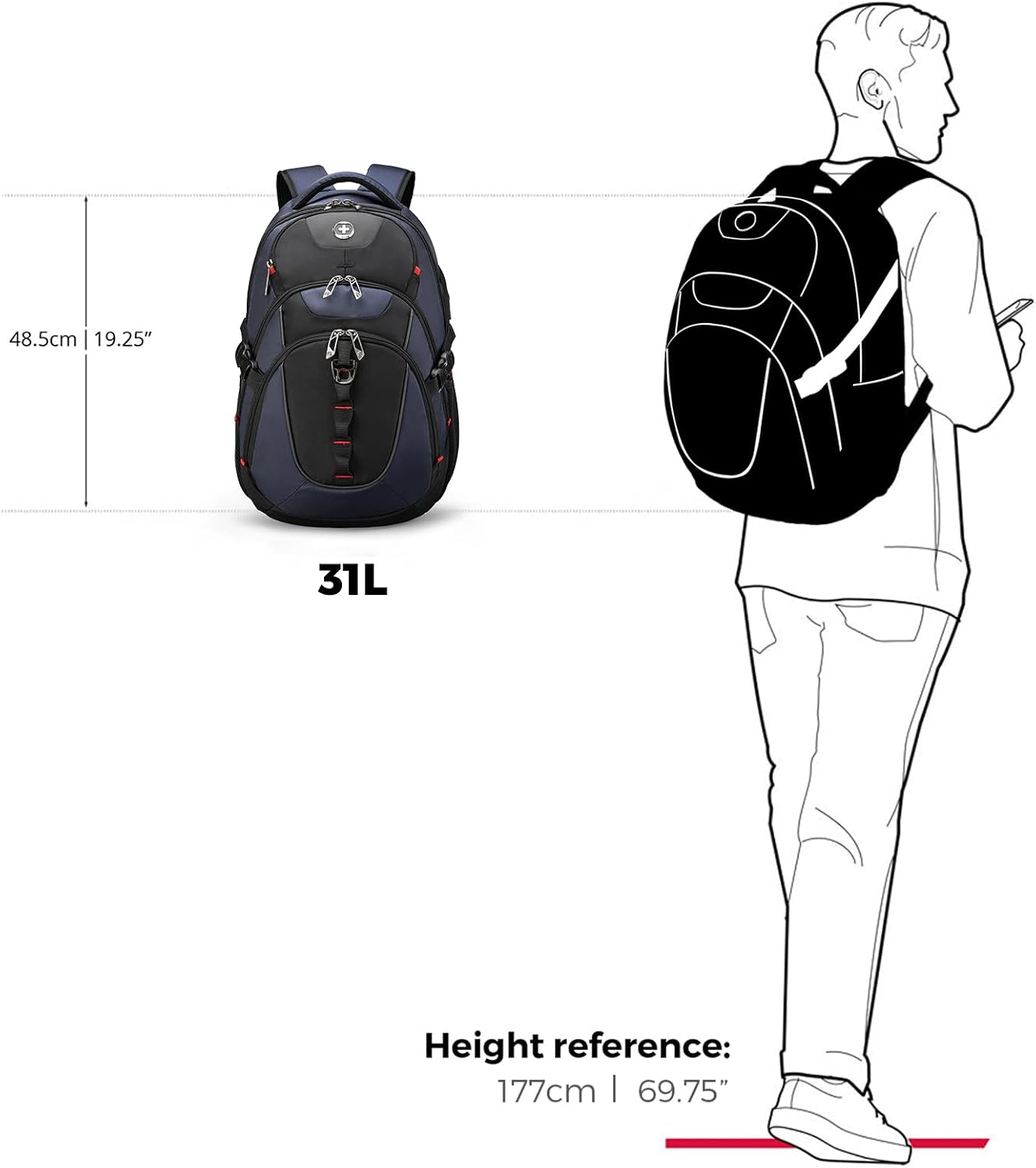 Swissdigital Design Travel Laptop Backpack for Men with USB SD803-12 - Image 9