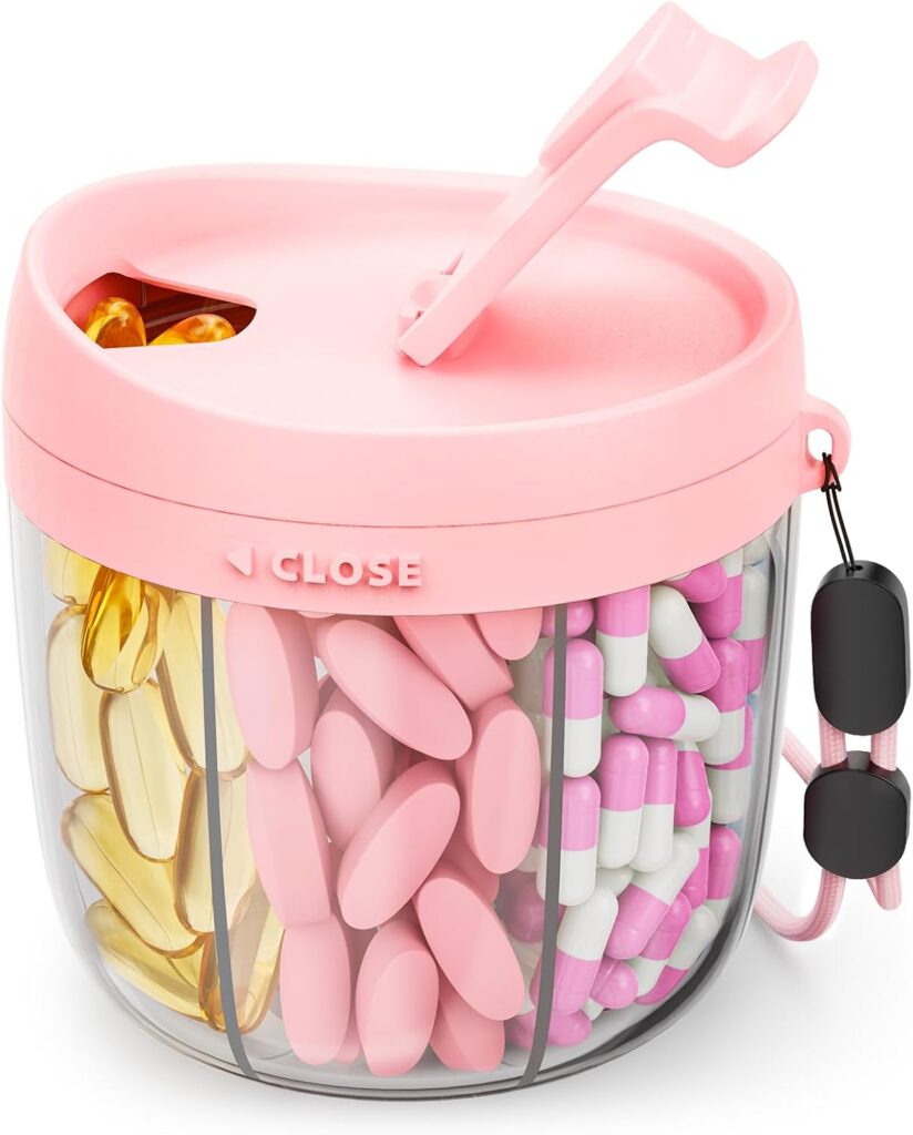 AMOOS Cute Pill Dispenser with Anti-Mix Design, 7-Slot, BPA-Free, Patented