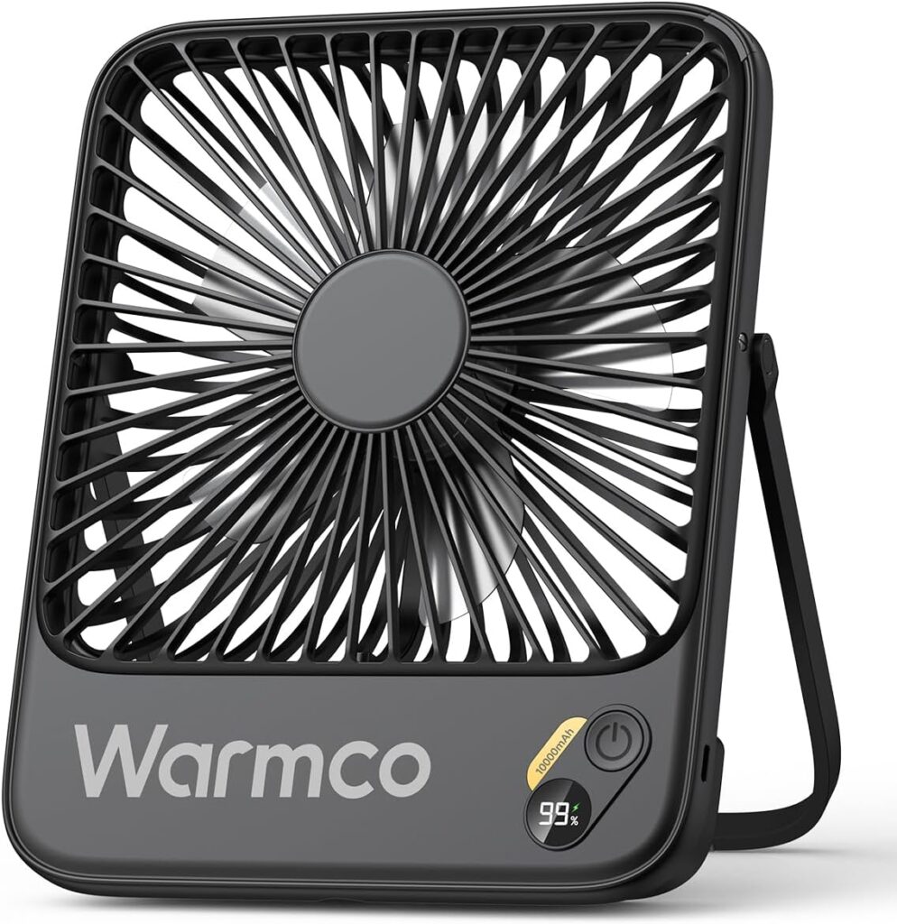 Warmco D3 10000mAh Portable Travel Fan, 7-inch Wide, 10-24H Battery Life