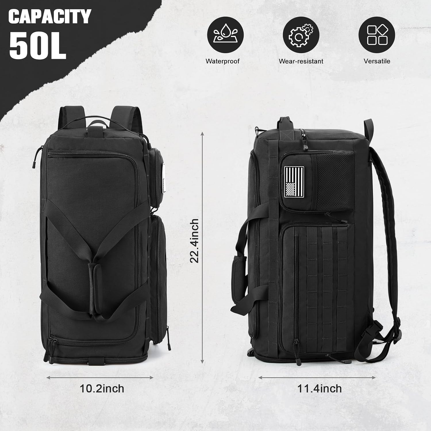 G4Free 3-in-1 Duffle Bag Travel Gym Sports, Large Tactical Duffel Backpack - Image 7