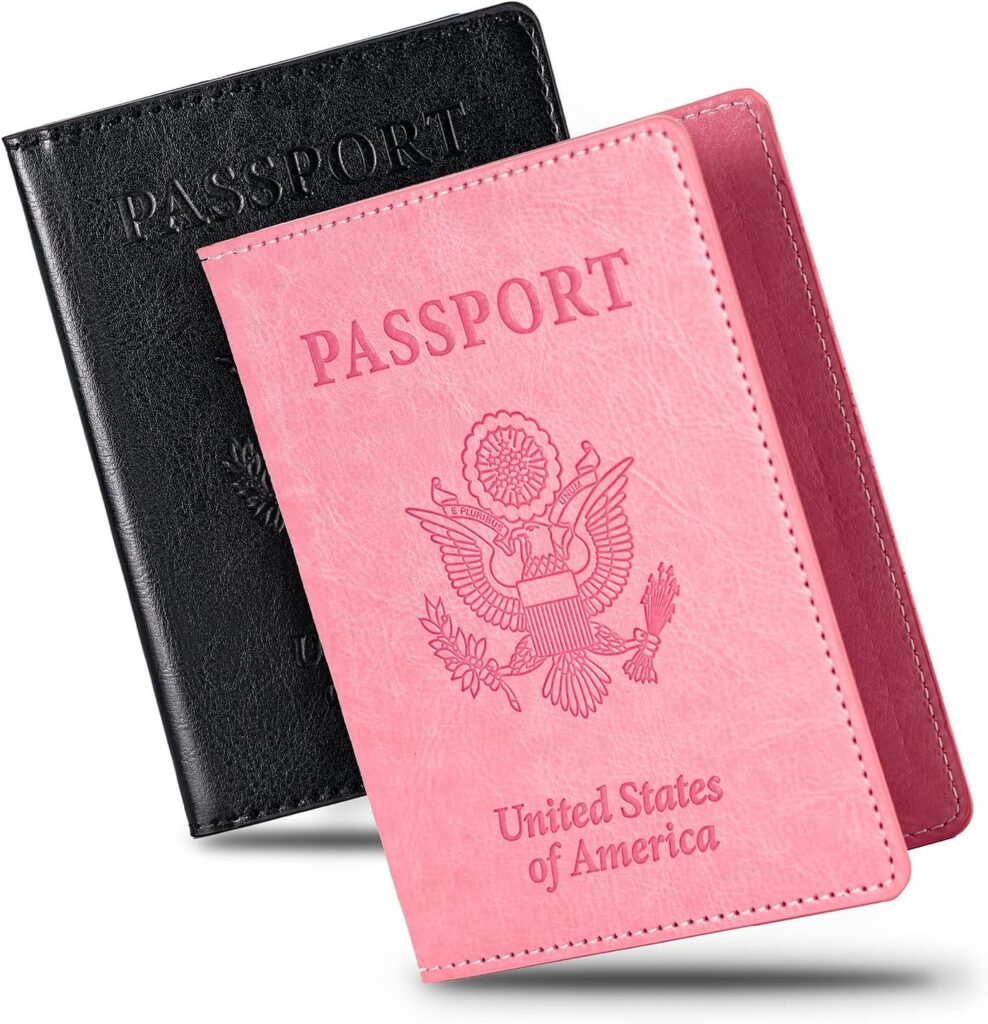 2 Pcs Passport Holders，Ultra Slim Passport Wallet for Travel Essentials
