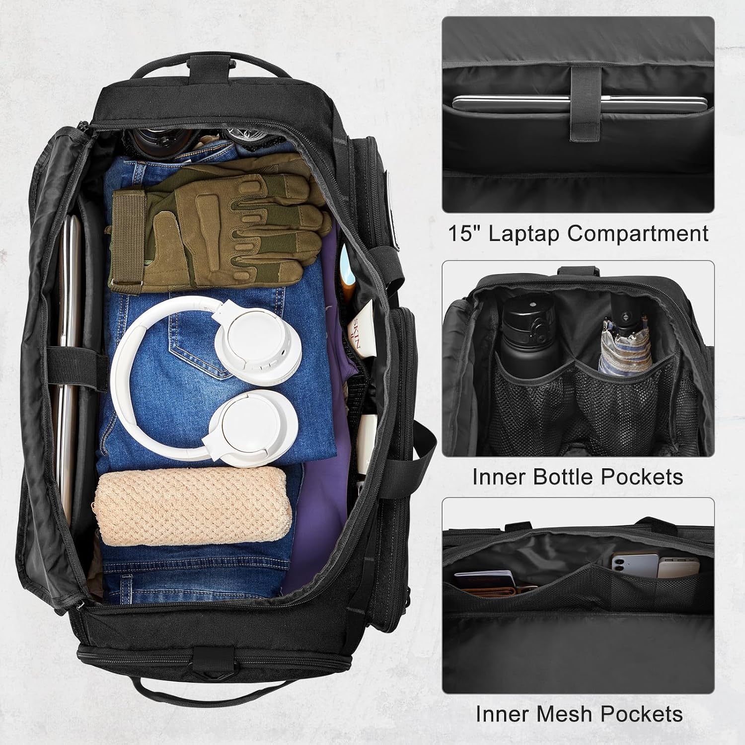 G4Free 3-in-1 Duffle Bag Travel Gym Sports, Large Tactical Duffel Backpack - Image 3