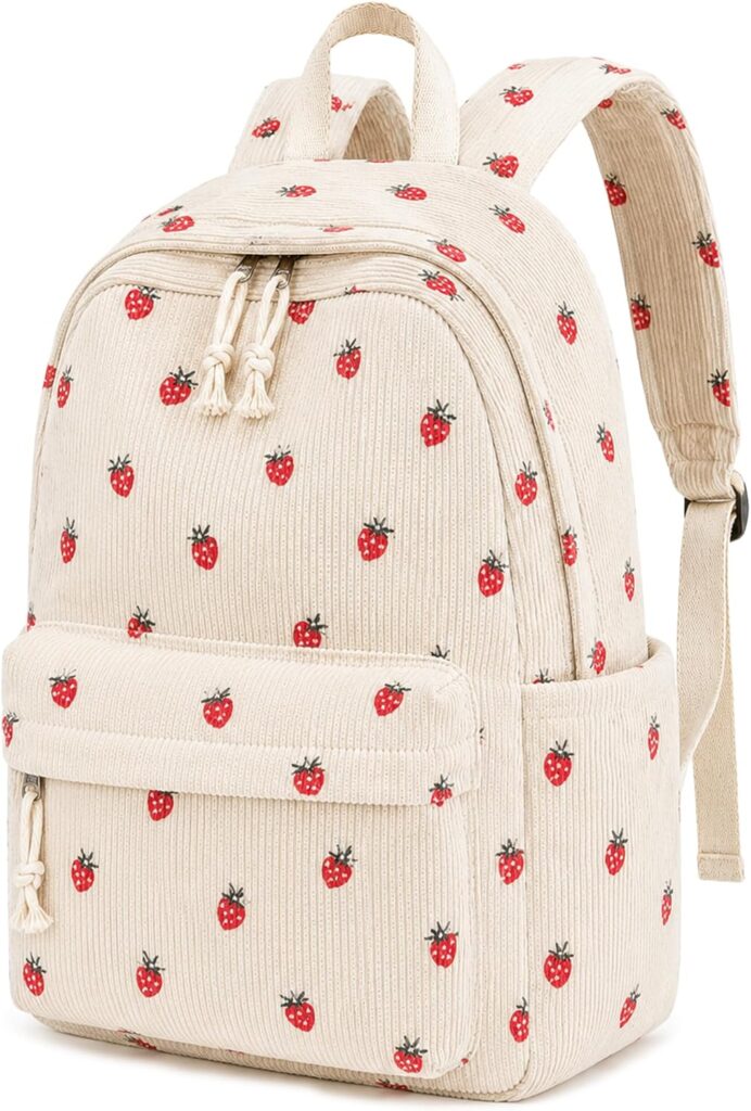 School Backpack for Teen Girls Backpacks Corduroy School Bags, Lightweight Women Laptop Bag Travel Backpack for Elementary Middle High University