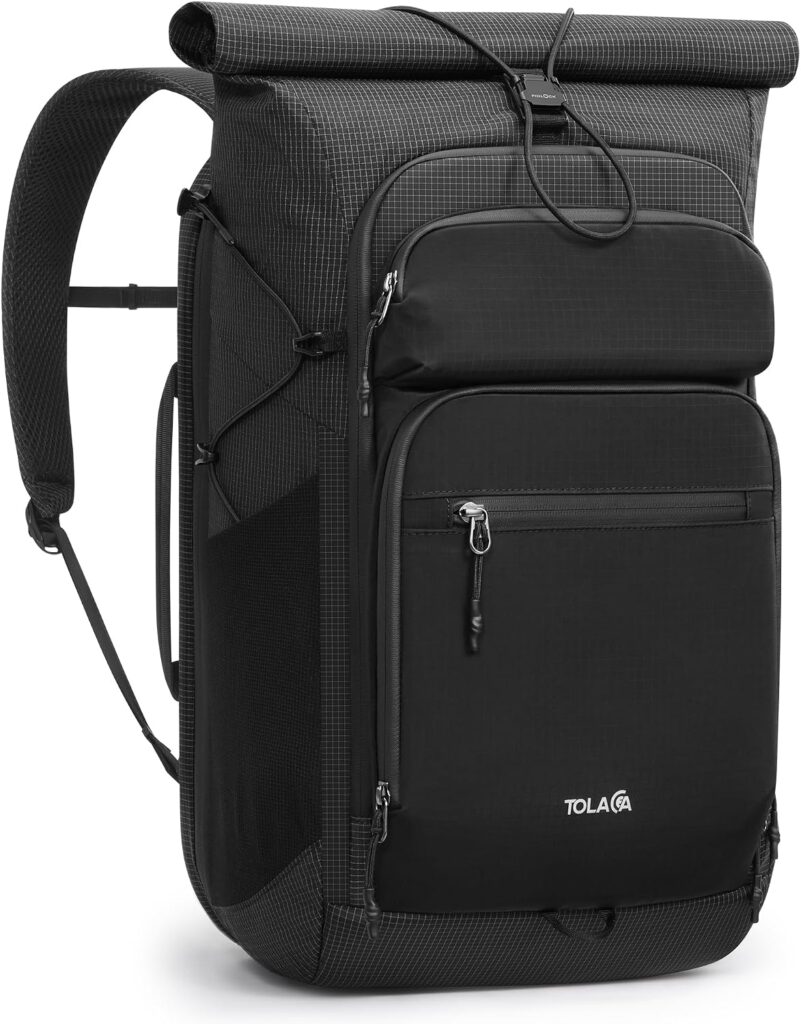 Tolaccea Rolltop Travel Backpack 32L, 15.6" Laptop Carry on for Work Travel