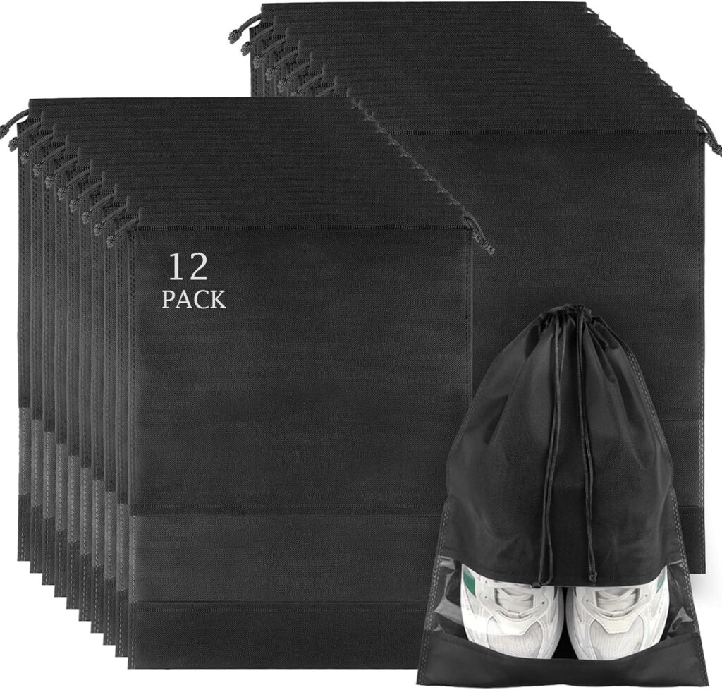 12 Pack Shoe Bags for Travel, Large Travel Shoe Bag for Packing with Window