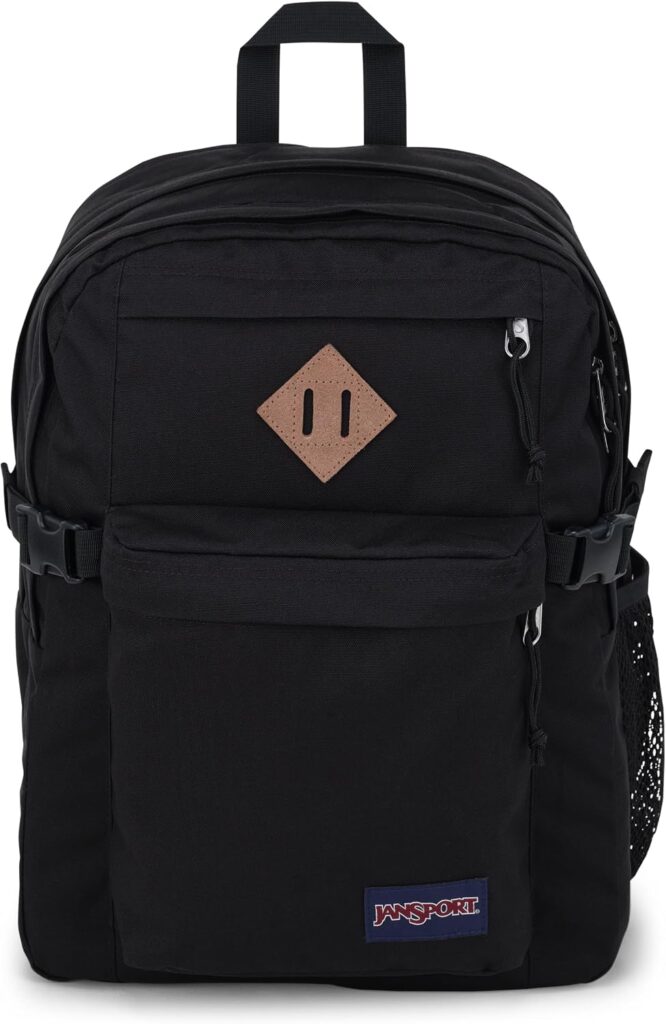 JanSport Main Campus Backpack - Travel or Work backpack w 15-Inch Laptop Sleeve and Dual Water Bottle Pockets, Black